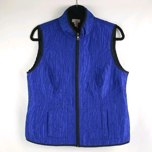 Chico's Reversible Blue Black Vest Size M
